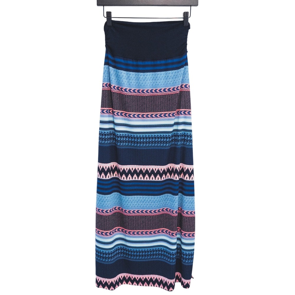 Vanity Southwest Maxi Skirt Womens S Blue Pink Geometric Aztec Side Slits‎ Boho